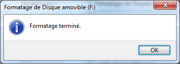 Formatage terminé