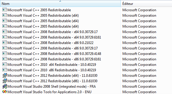 Microsoft Visual C++ Redistribuable