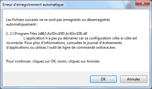 Erreur ActDrv100