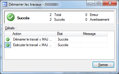 Succès Travail SQL