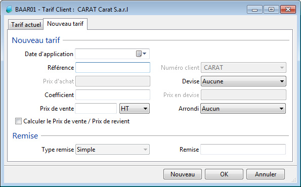 Nouveau Tarif - Gestion Commerciale Sage L100